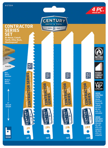 Century 4 Piece Contractor Series Reciprocating Saw Blade Set