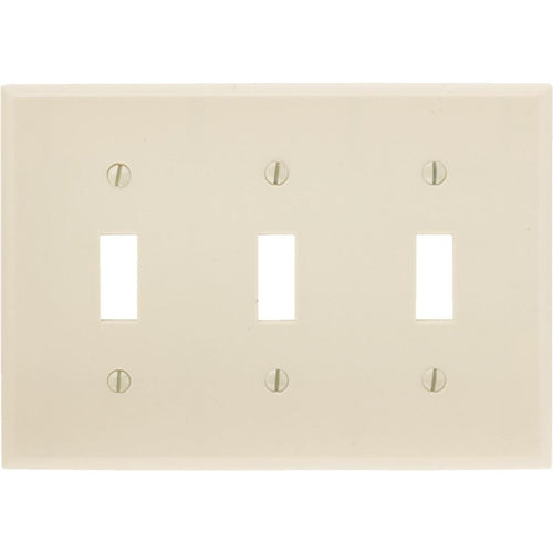 Leviton 3-Gang Plastic Toggle Switch Wall Plate, Ivory