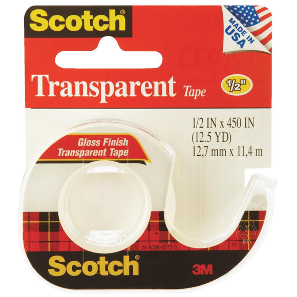 3M Scotch 1/2 In. x 450 In. Transparent Tape