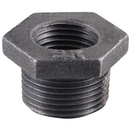 B & K Industries Black Hex Bushing 150# Malleable Iron Threaded Fittings 1/2 X 1/4